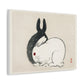 Black and White Rabbits by Kōno Bairei (1844-1895) from the 1913 edition of 'Bairei Gakan', Art Print on Canvas