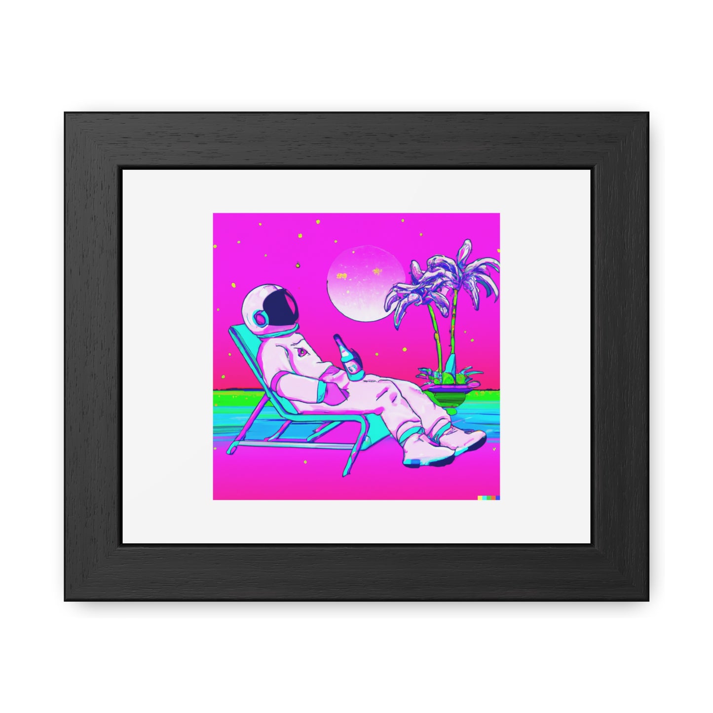 Astronaut At A Tropical Resort Digital Art 'Designed by AI' Wooden Framed Print