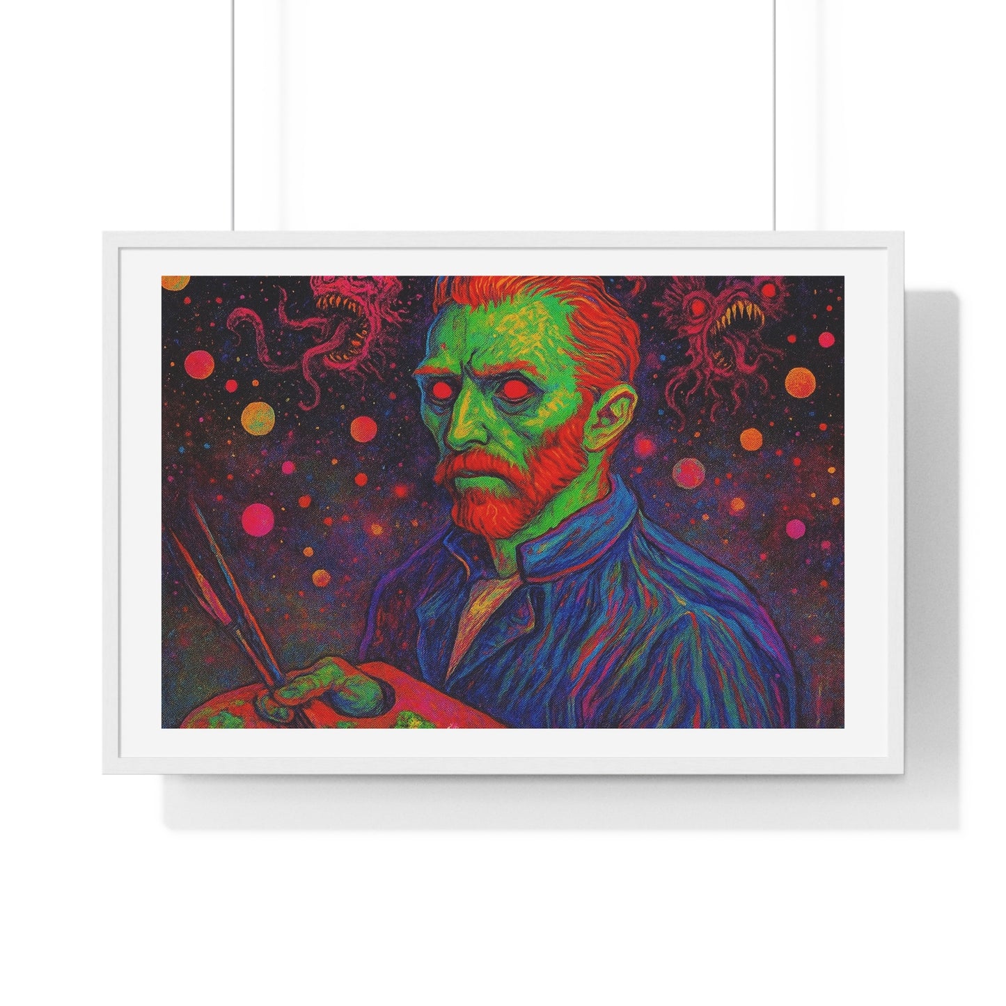 Vincent van Gogh Self Portrait Remixed, Psychedelic Art 'Designed by AI' Framed Print