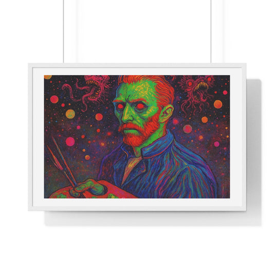 Vincent van Gogh Self Portrait Remixed, Psychedelic Art 'Designed by AI' Framed Print