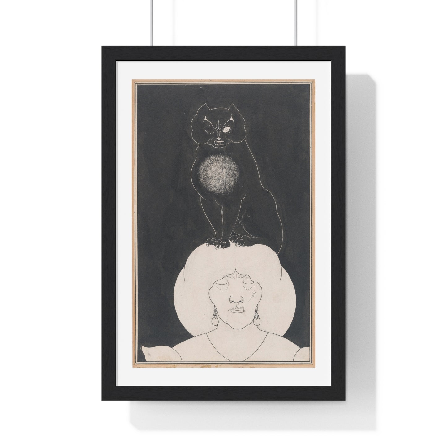 The Black Cat, for Edgar Allan Poe's 'Tales of Mystery and the Imagination' by Aubrey Vincent Beardsley, from the Original, Framed Print