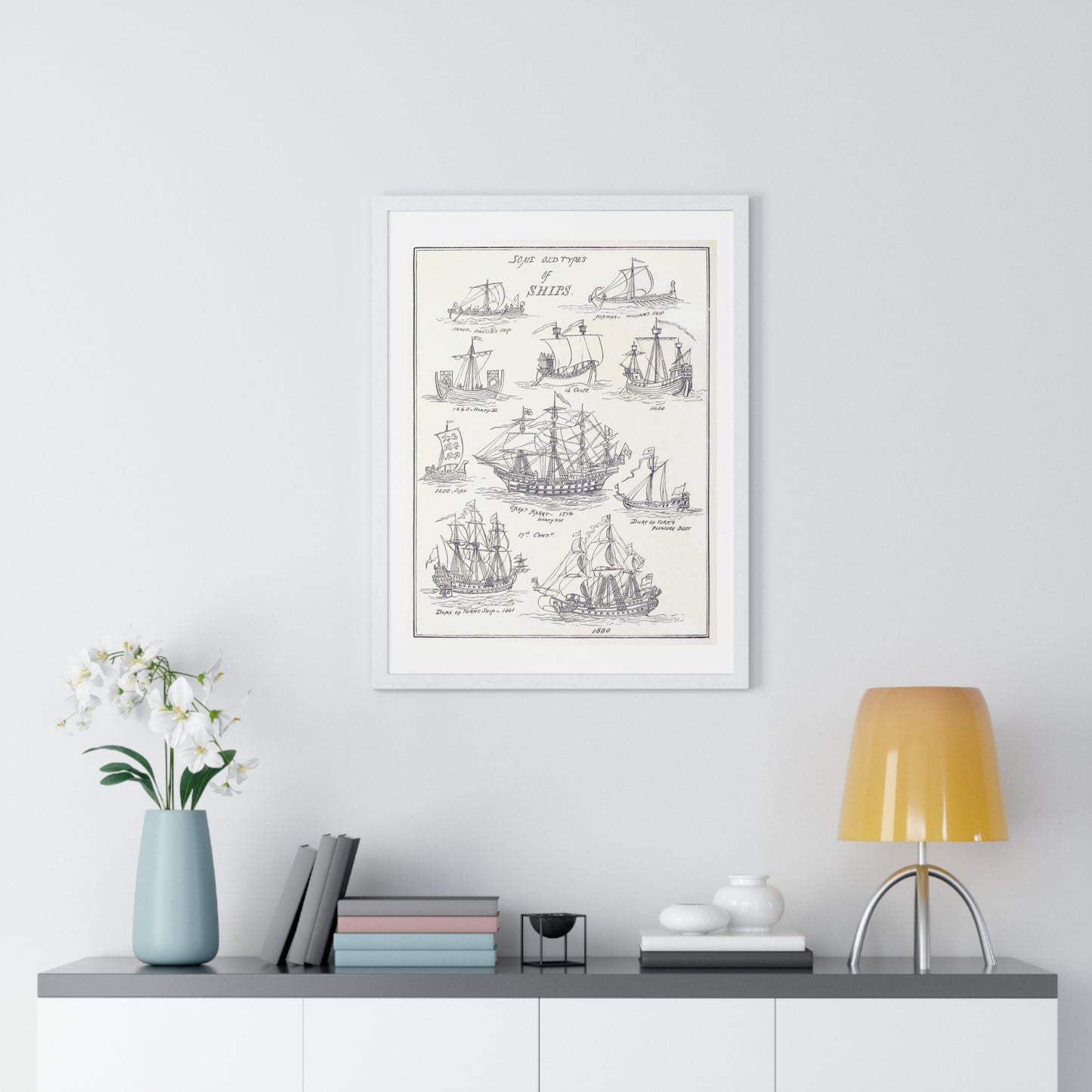 Types of Ships Drawn with Pen and Pencil (1882) by James Macaulay from the Original, Framed Art Print