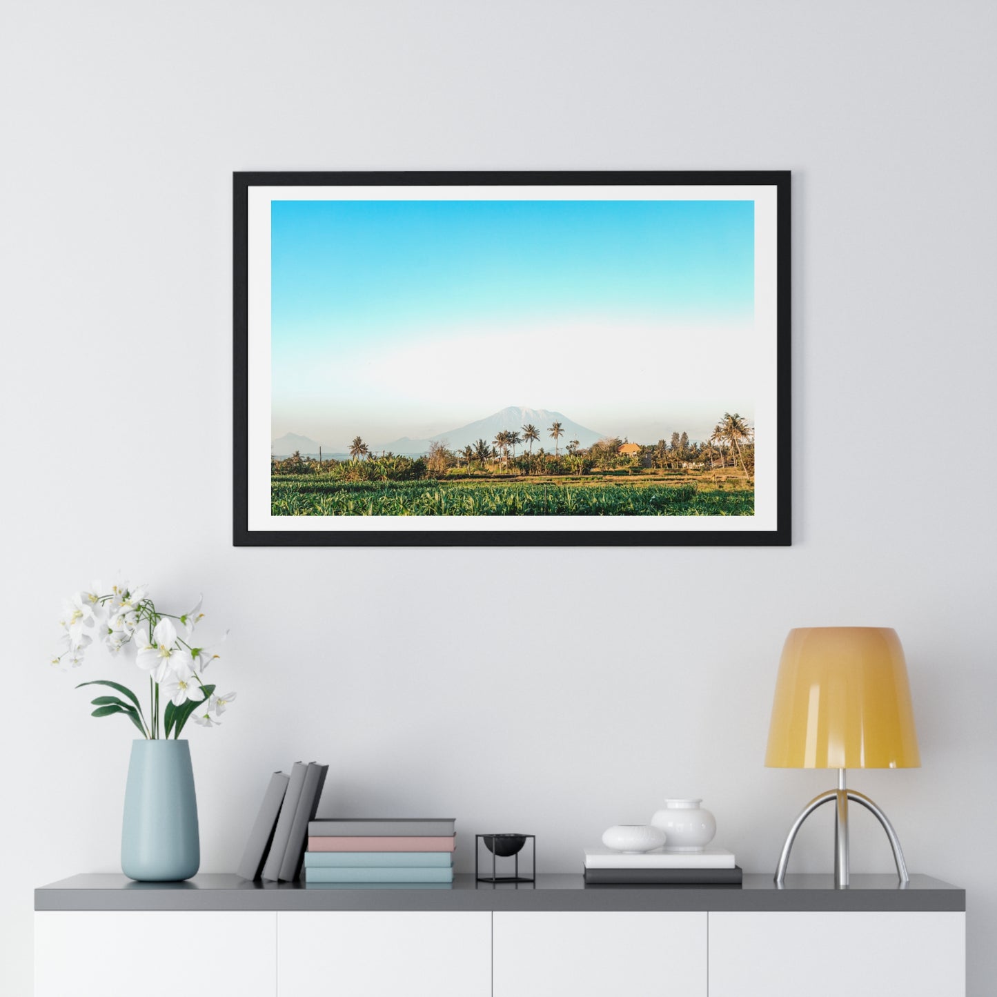 Holy Volcano Agung, Bali Island, Indonesia, Photographer Unknown, from the Original, Framed Print