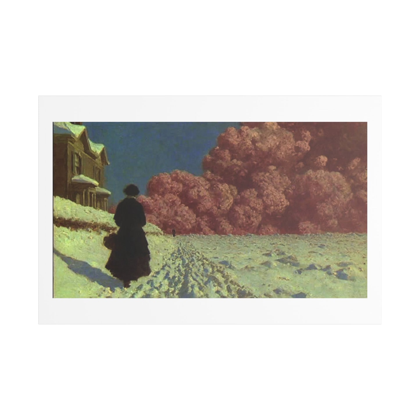 Victorian Woman in a Winter Scene, 19th Century Pastel Art 'Designed by AI' Print on Canvas