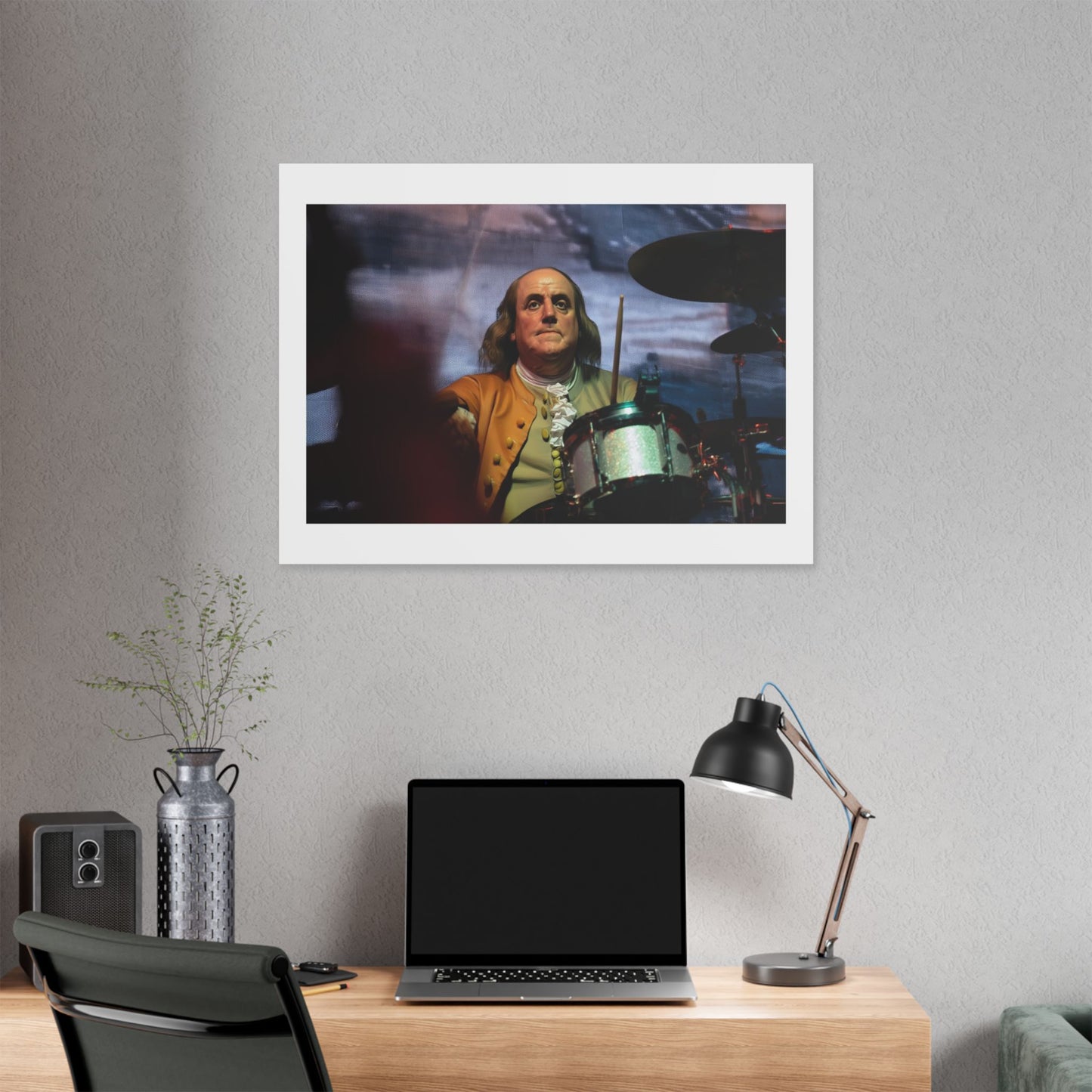 Benjamin Franklin Remixed for the 21st Century 'Designed by AI' Canvas Art Print