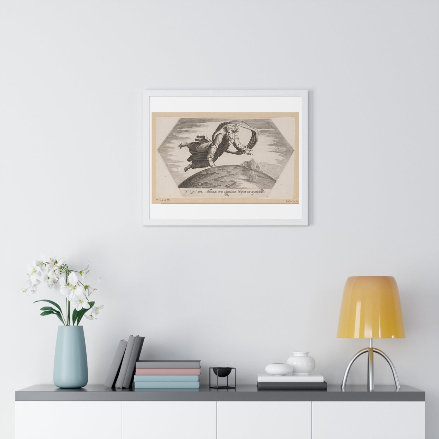 God Scheidt de Wateren (1626) by Francesco Villamena and Rafaël, from the Original, Framed Art Print