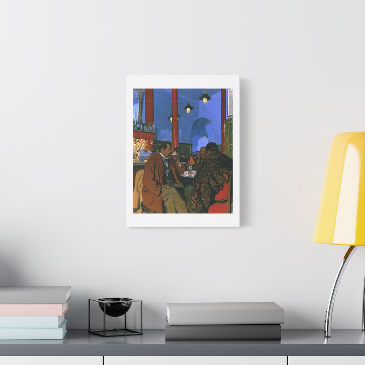 Café Art V, Print on Satin Canvas, Stretched