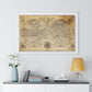 Antique Textile World Map Sampler (1790s) from the Original, Framed Print