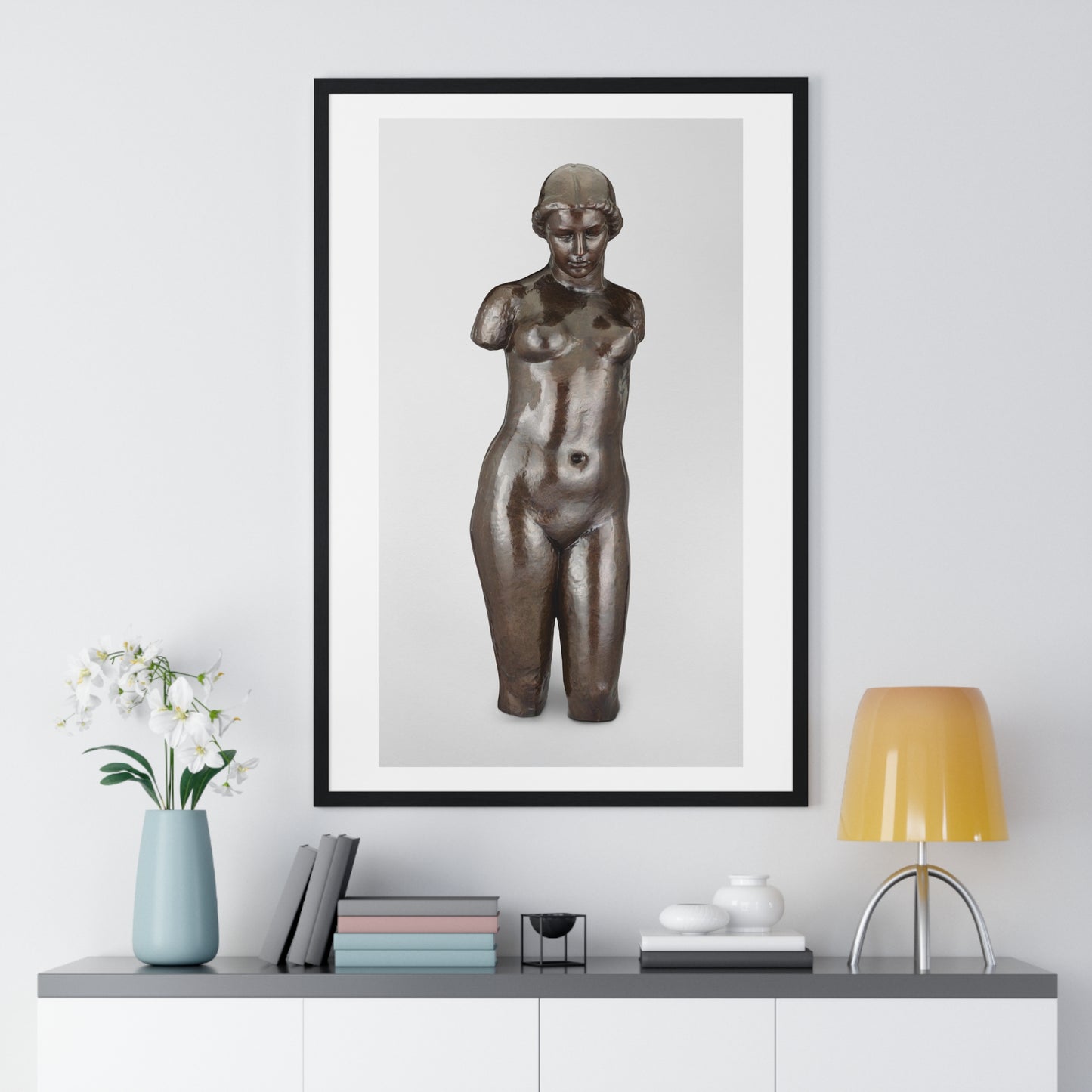 Naked Woman Sculpture 'Torse de Dina' (1943) by Aristide Maillol, from the Original, Framed Art Print