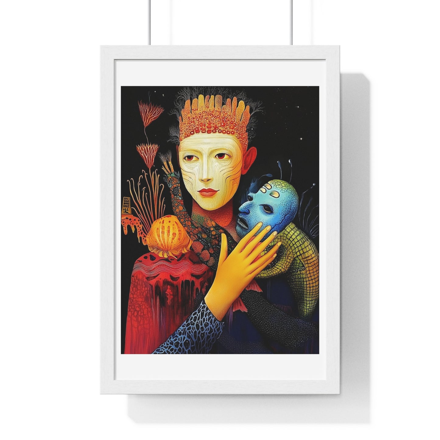The Beauty and the Mask 'Designed by AI' Framed Art Print