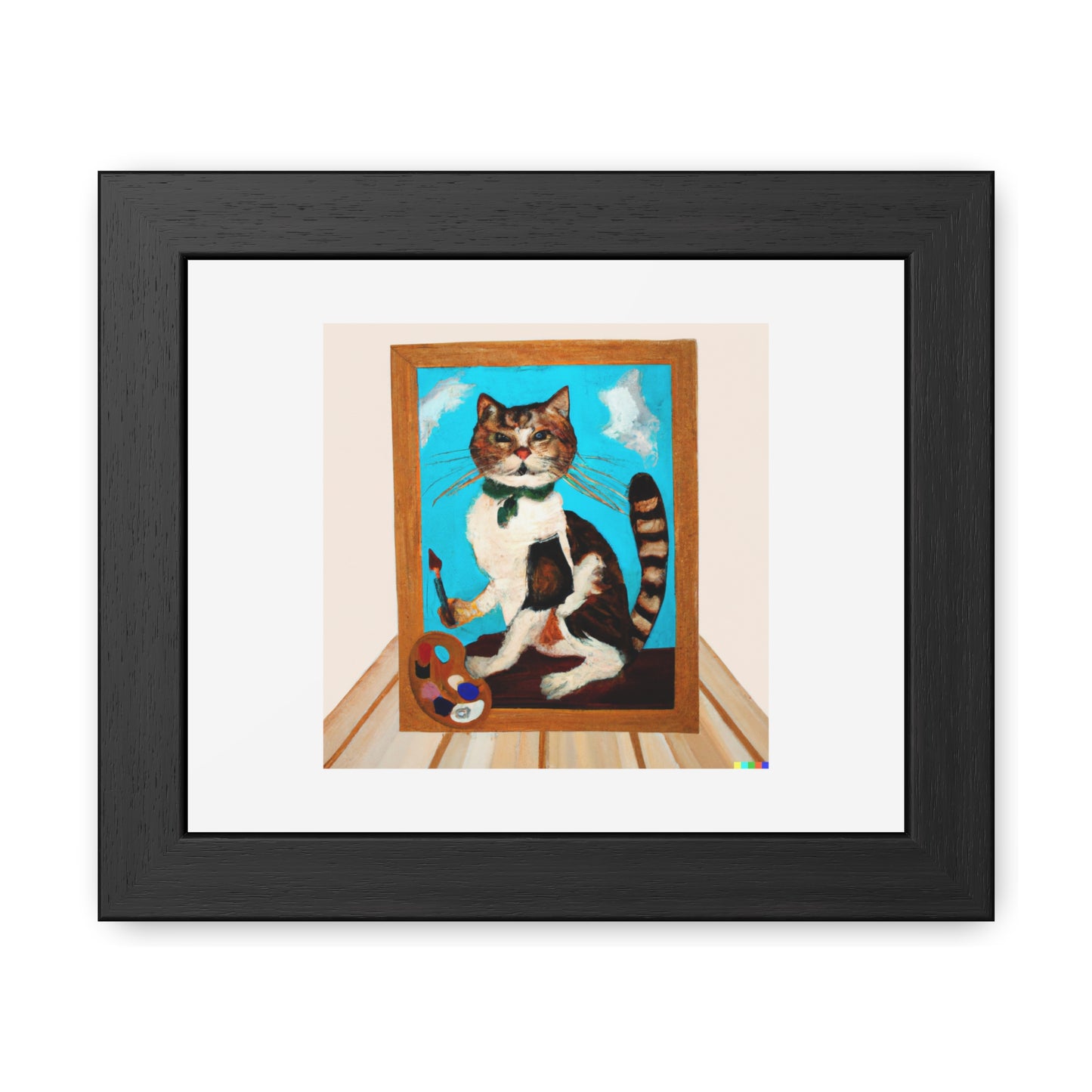 Framed Cat Digital Art 'Designed by AI' Wooden Framed Print