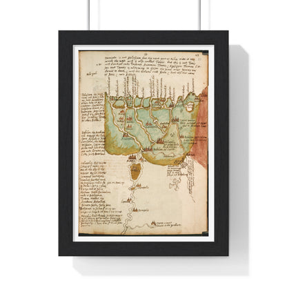 Antique Map of Lower Egypt (circa 1607) from the Original Sir Walter Raleigh Manuscript, Framed Print