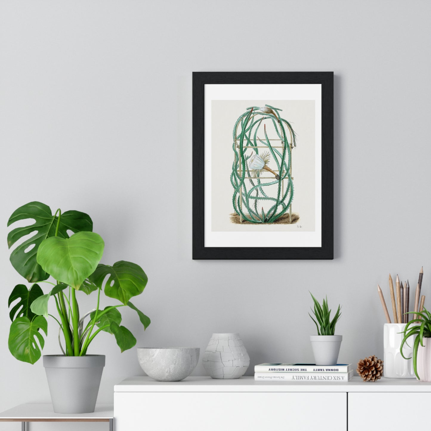 Snake Cactus, from 'Familie Der Cacteen' (1893-1905) from the Original, Framed Art Print