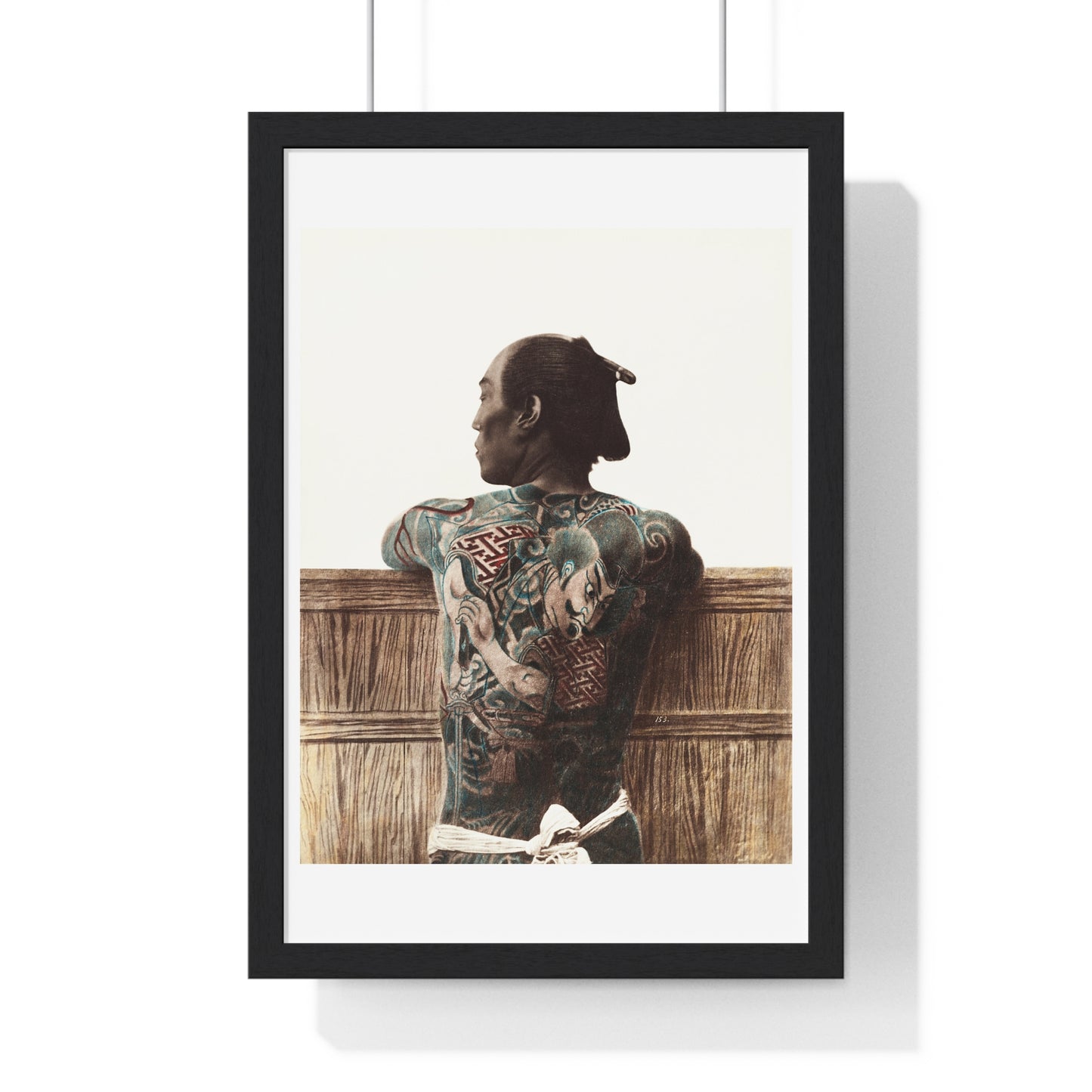 Nude Photography of Tattooed Japanese Man (1870s –1890s) by Kusakabe Kimbei, from the Original, Framed Print