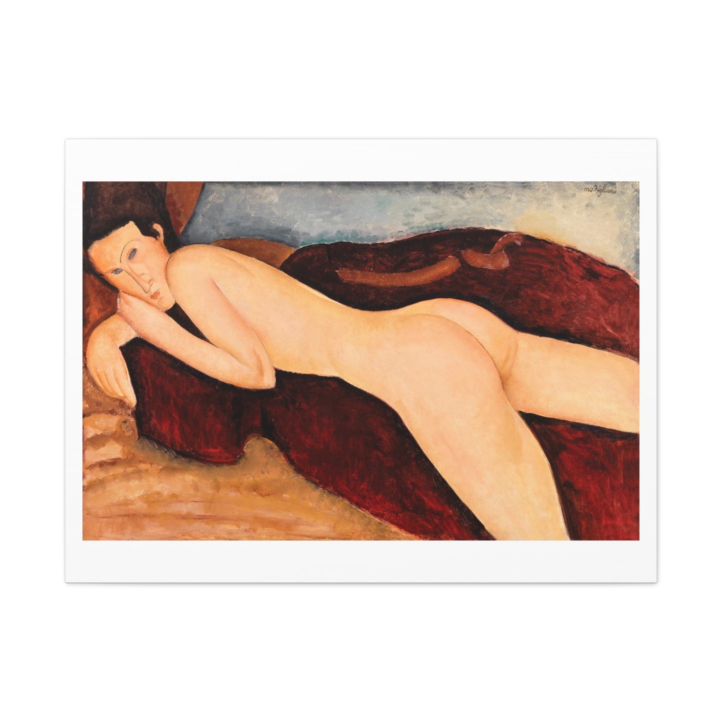 Reclining Nude from the Back (1917) by Amedeo Modigliani, Canvas Art Print from the Original