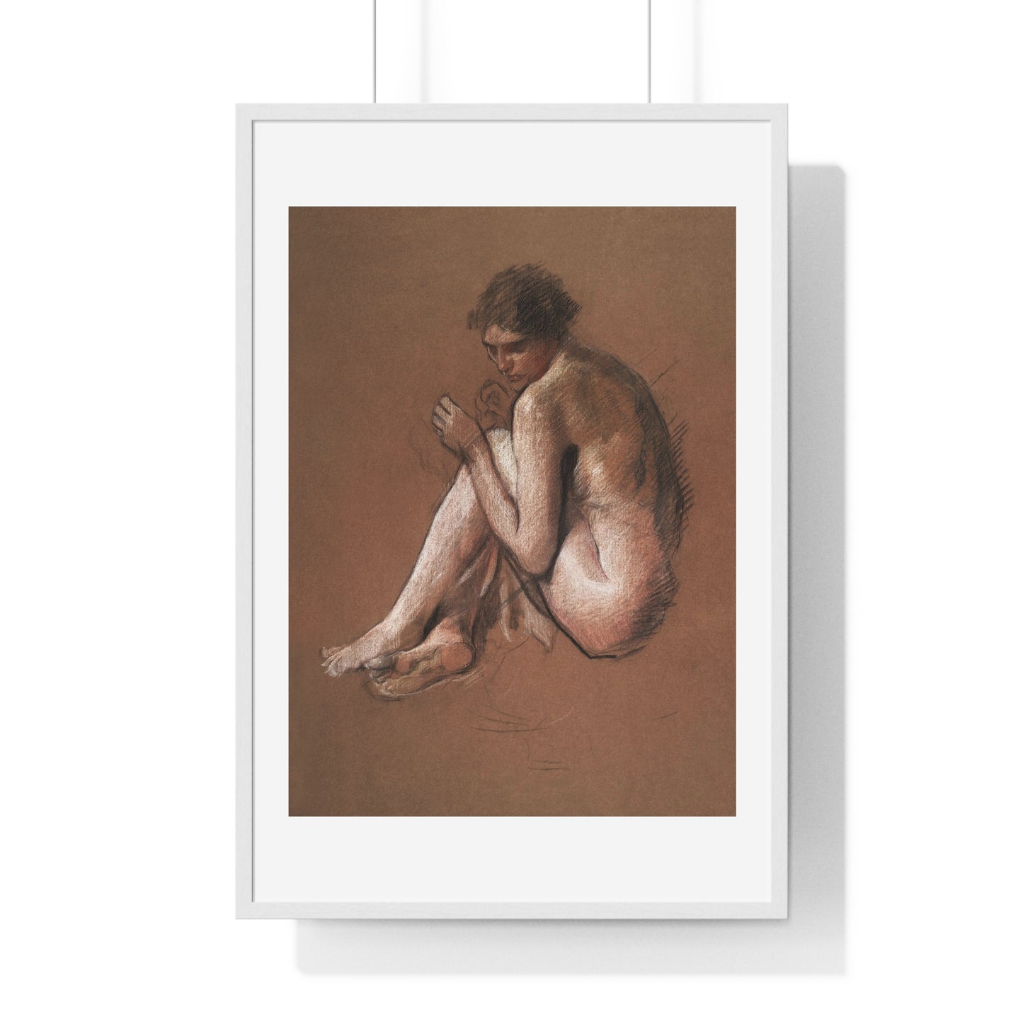 Seated Nude Female Figure by Edwin Austin Abbey from the Original, Framed Art Print