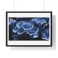 Iris Petals, Blue Vibrant Art 'Designed by AI' Framed Print