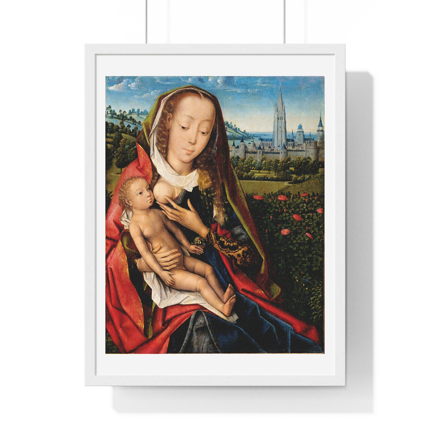 Virgin and Child in a Landscape (1480–90) by Master of the Legend of Saint Lucy, from the Original, Framed Art Print