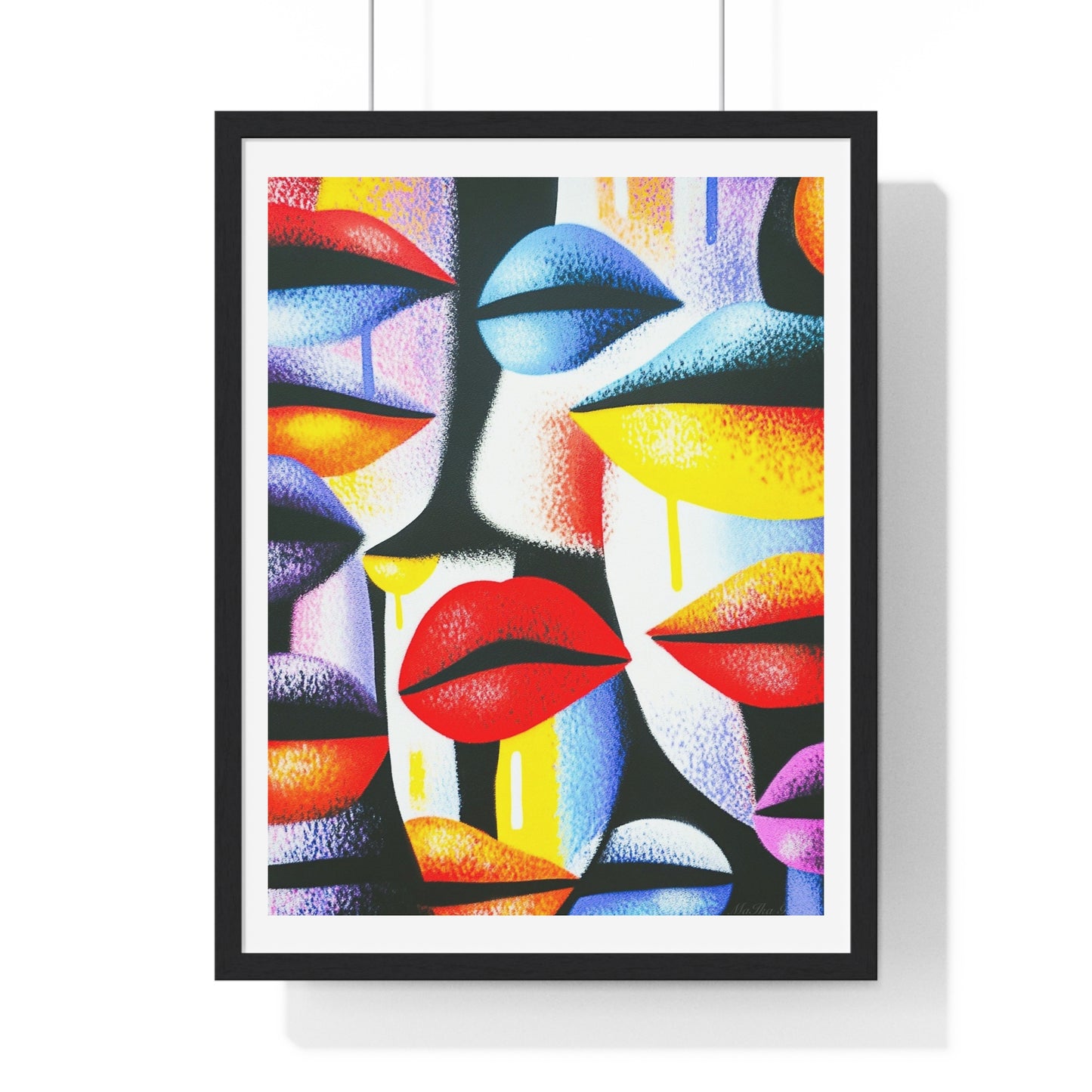 Lips Abstract Art 'Designed by AI' Framed Art Print
