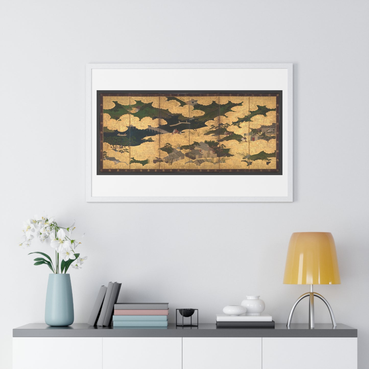 Japanese 13th Century Screen Painting, Kogō and the Imperial Procession to Ōhara, from The Tale of the Heike (Heike Monogatari) Framed Print