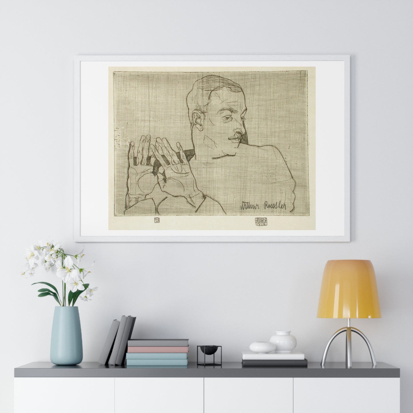 Portrait of Arthur Roessler (1922) by Egon Schiele, from the Original, Framed Art Print