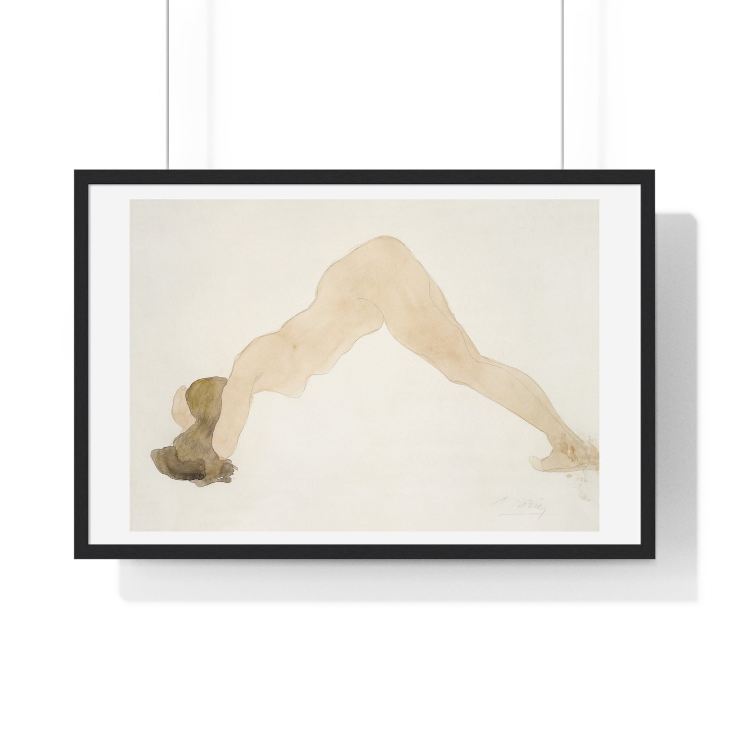 Vintage Erotic Art, Nude Standing with Head on Ground (1917) by Auguste Rodin, from the Original, Framed Art Print