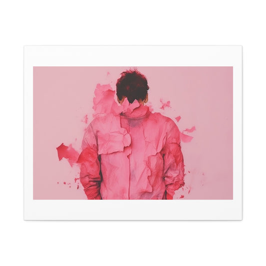 Altered Man Pink Break Up Abstract Painting 'Designed by AI' Art Print on Canvas