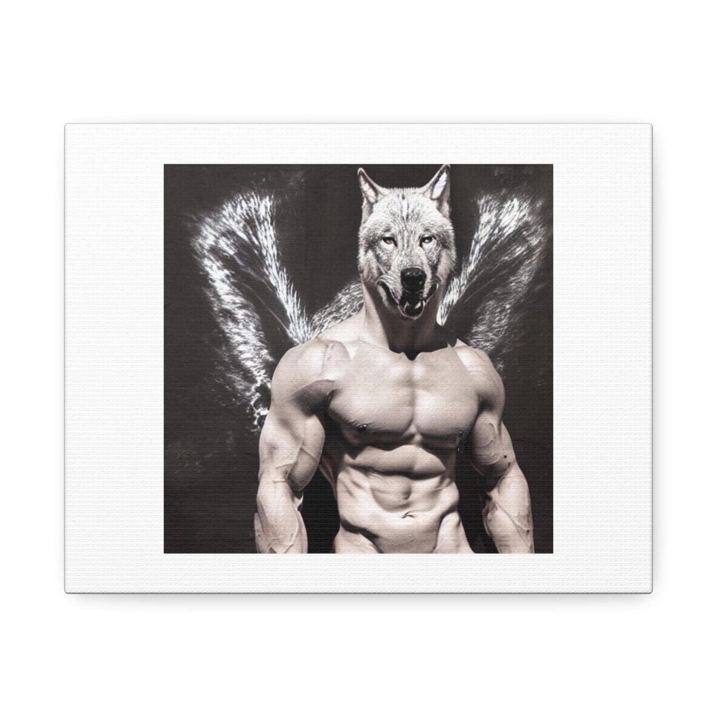 Muscular Wolf 'Designed by AI' Art Print on Canvas