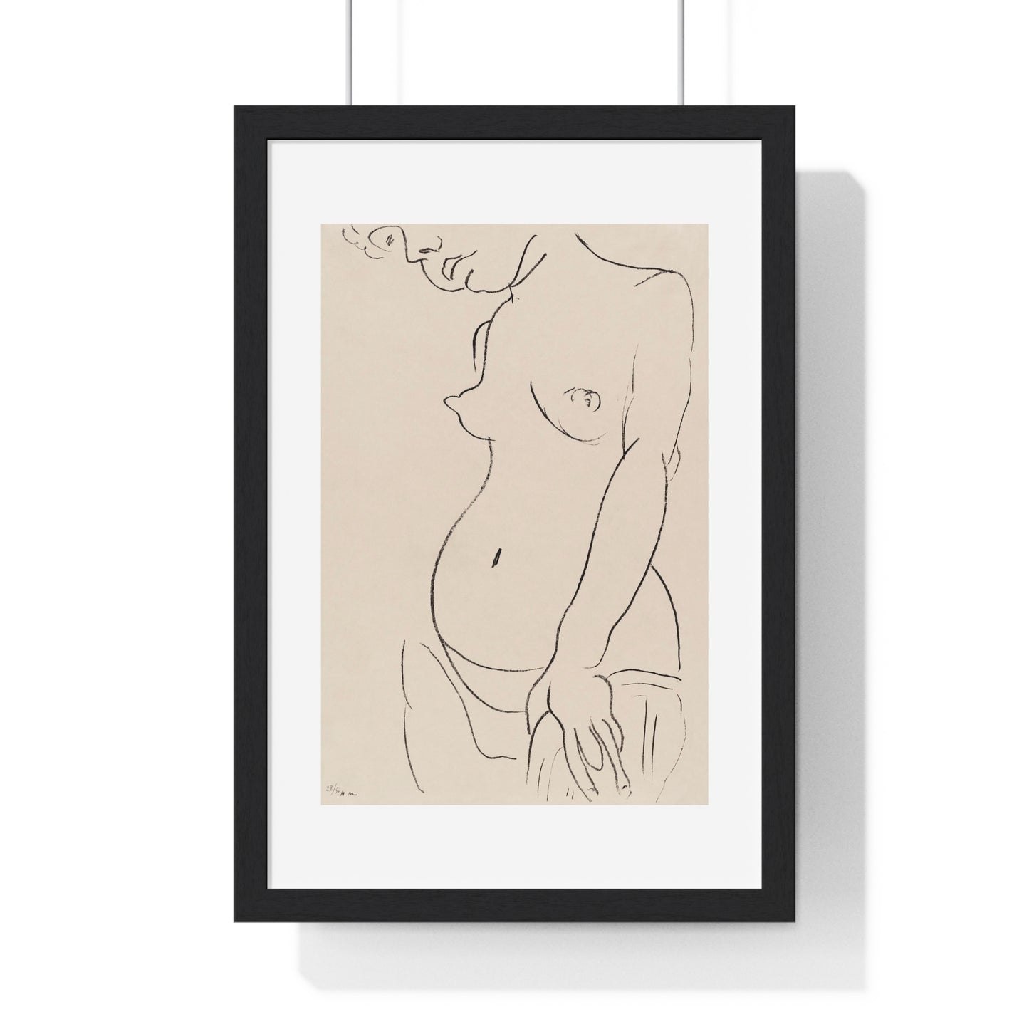 Nude Three Quarters, Part of Head Cropped (1913) by Henri Matisse from the Original, Framed Art Print