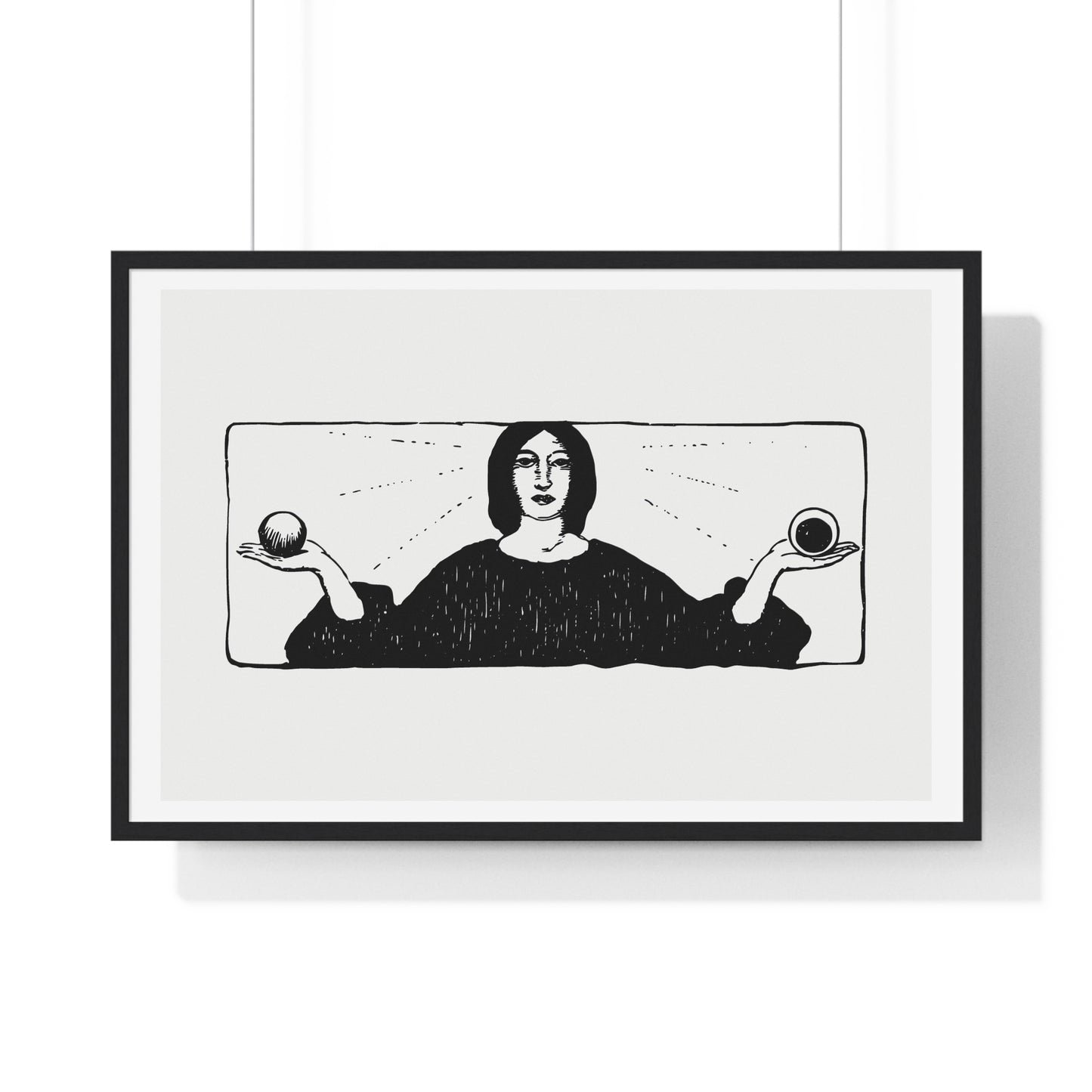 Woman Holding Balls, Religious Vintage Illustration, from the Original, Framed Art Print