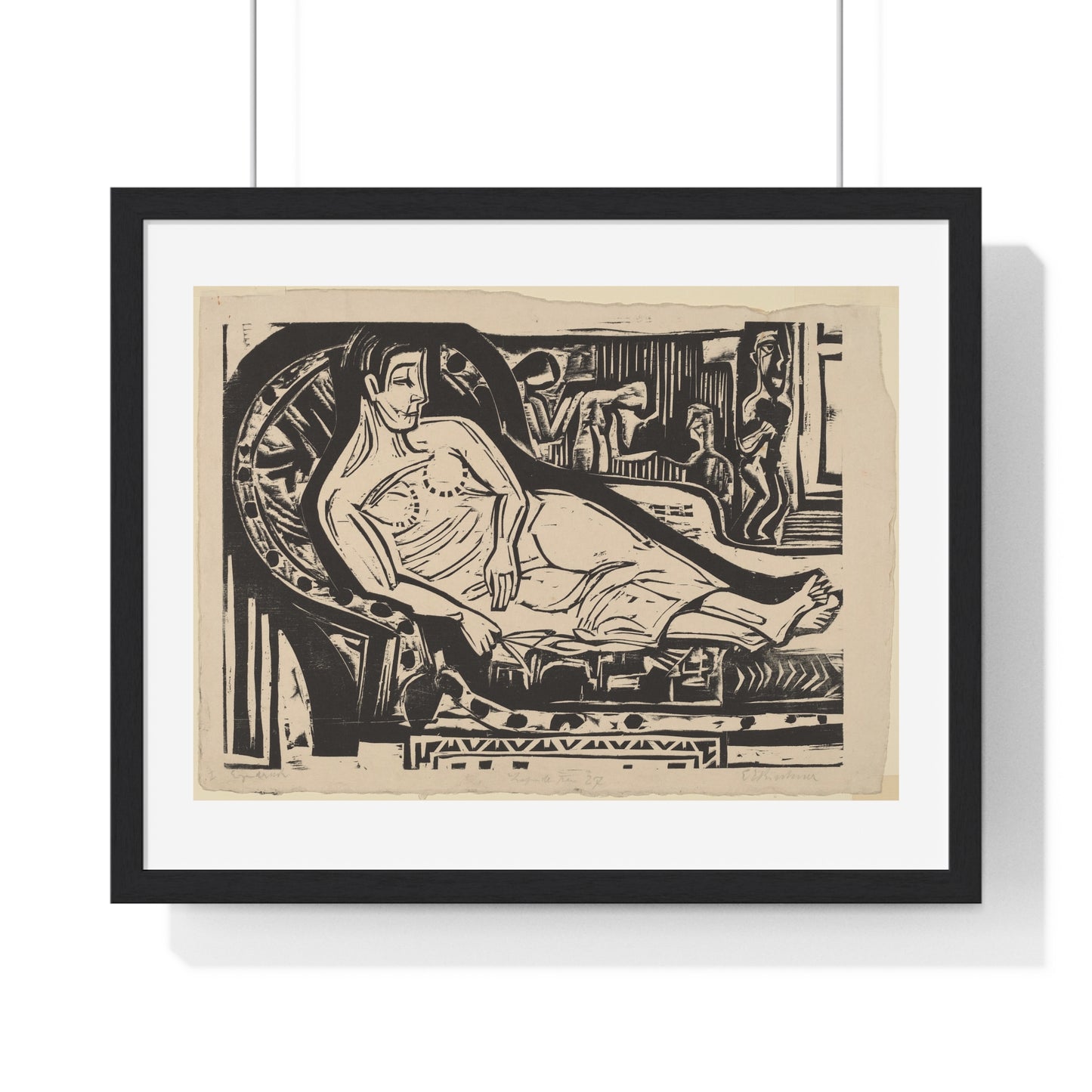 Woman Lying on a Sofa (1926) by Ernst Ludwig Kirchner, from the Original, Framed Art Print