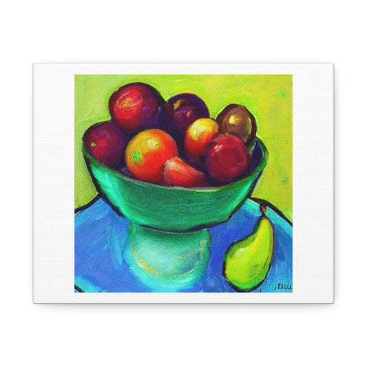 Bowl Of Fruit Impressionist Style Art Print 'Designed by AI' on Satin Canvas