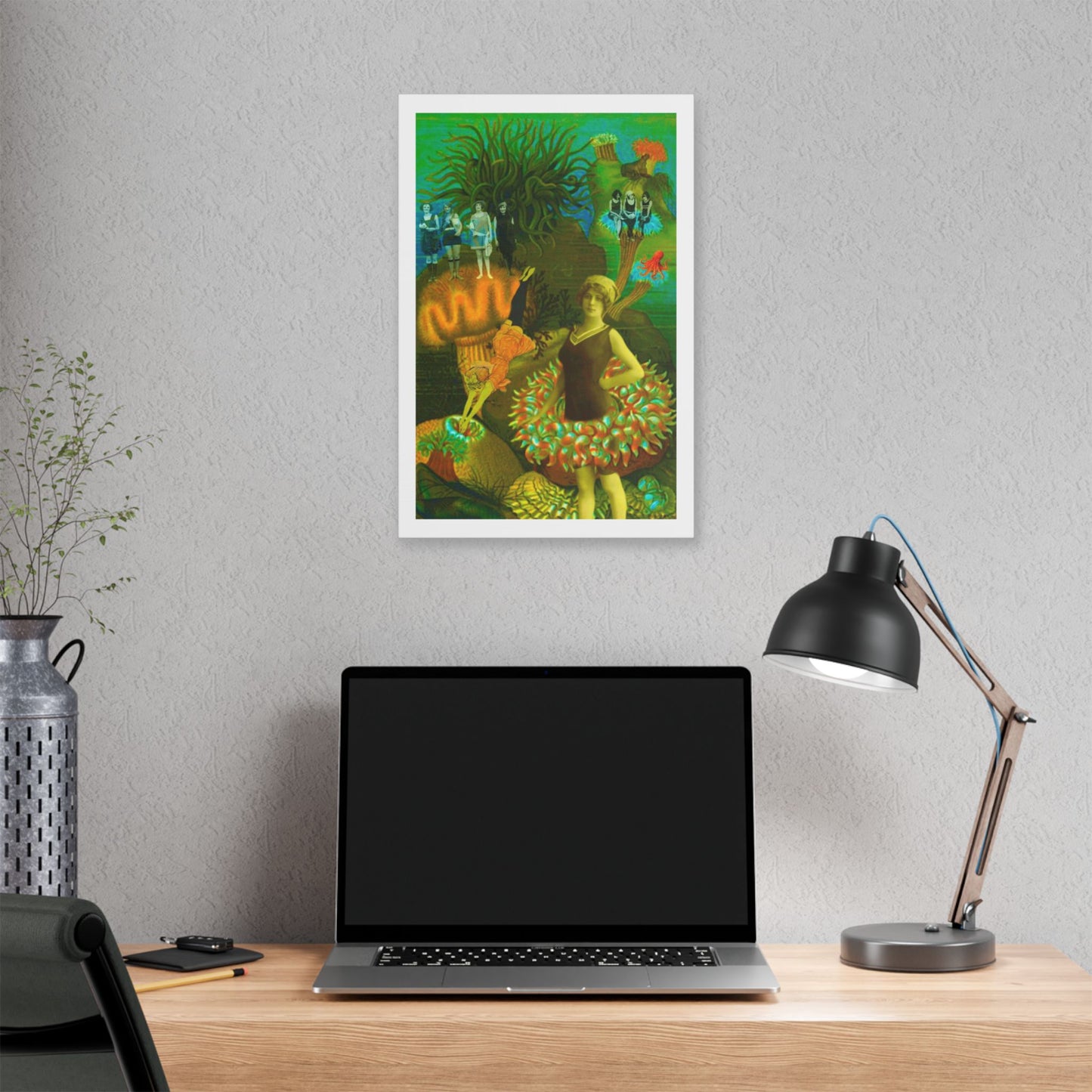 Deep Sea Divers, Surrealist Art, Digital Collage 'Designed by AI' Canvas Art Print