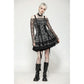 Dark in Love Ida Punk Grey Tartan Metal-Studded Dress
