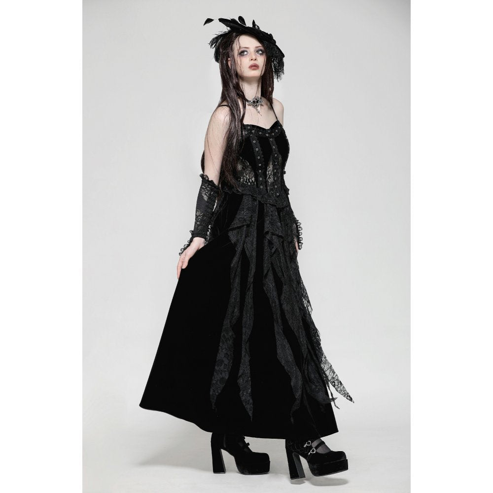Dark in Love Fia Romantic Gothic Hollow Waist Maxi Dress