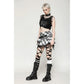 Dark in Love Quinn Punk Black and White Checkered Asymmetrical Messy Net Skirt