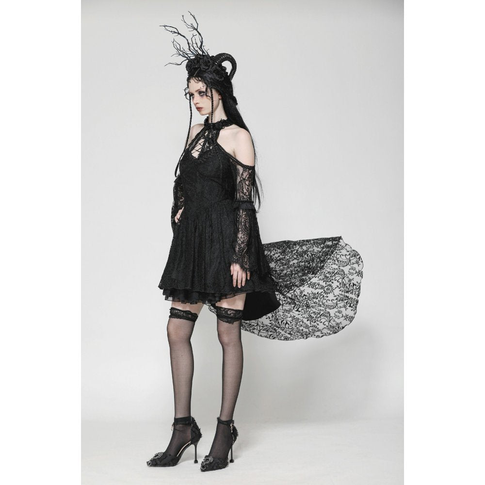Dark in Love Gem Gothic Vine Lace-Tail Dress