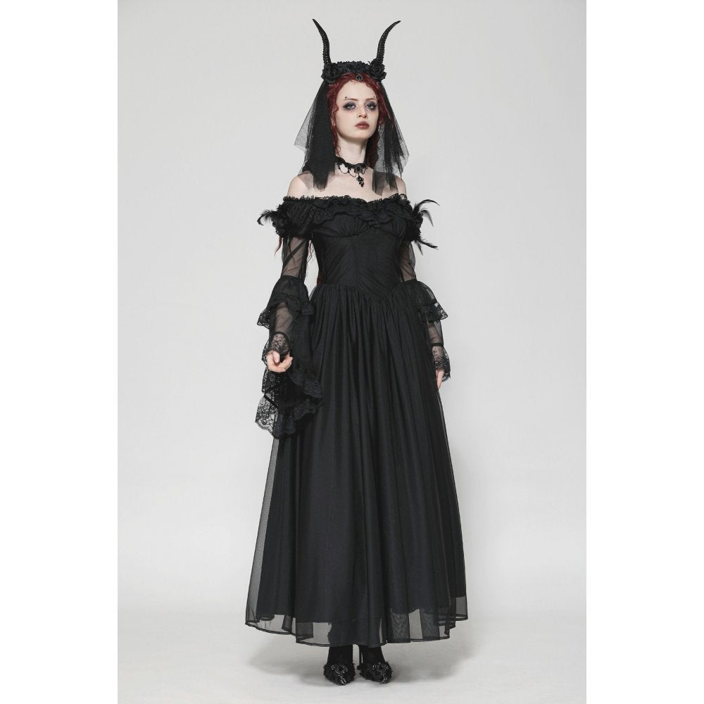 Dark in Love Millicent Black Tulle Feather Fantasy dress