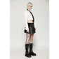 Dark in Love Sage Tartan Patchwork Leather-Waist Pleated Mini Skirt