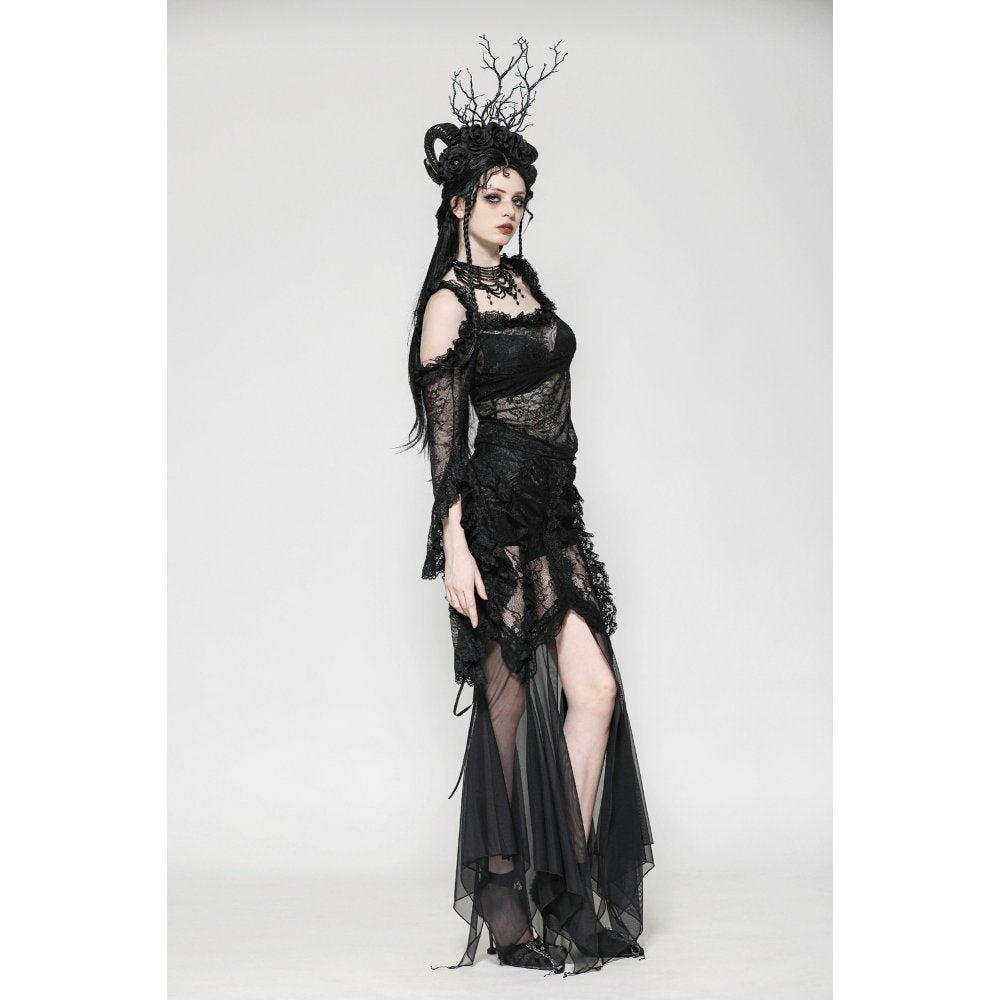 Dark in Love Delaney Gothic Romantic Lace Flare-Sleeve Top