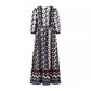 Women's Fashion Boho Black & White Print Elegant Dress