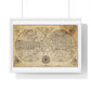 Antique Textile World Map Sampler (1790s) from the Original, Framed Print