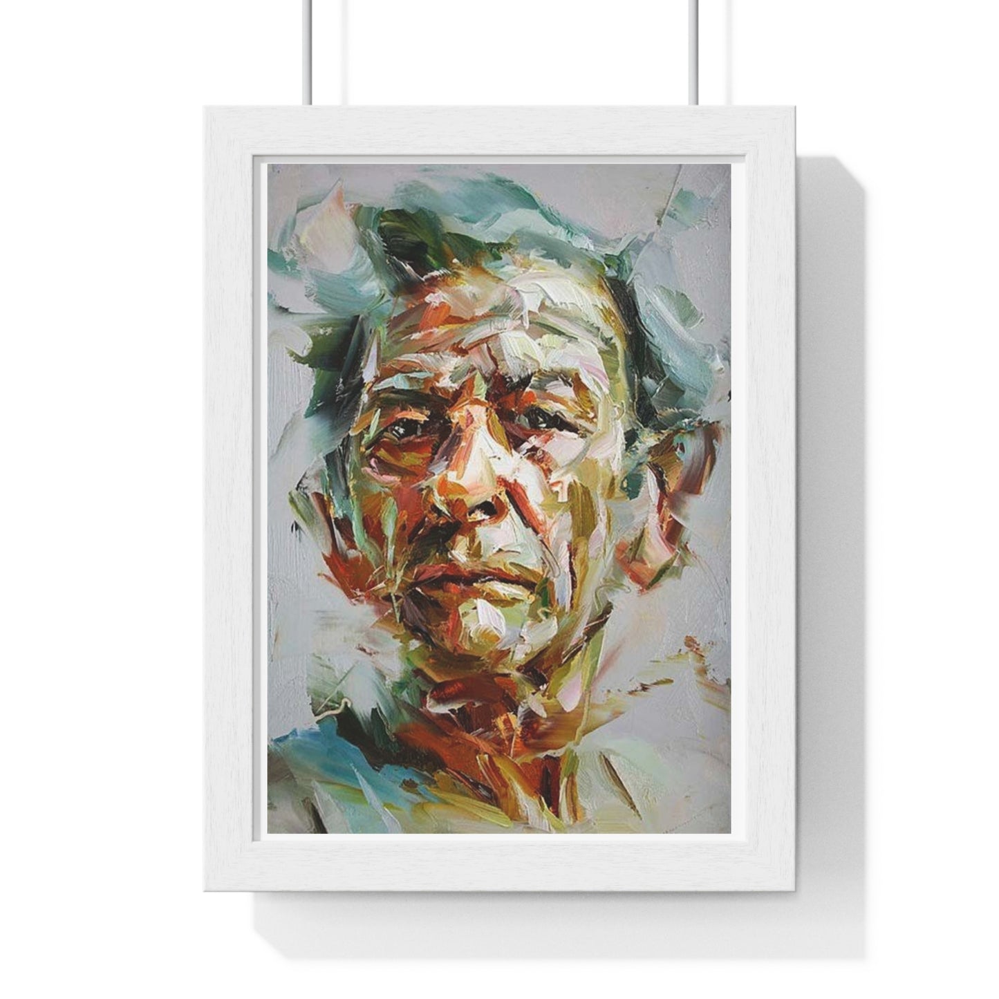Male Portrait, Impasto Painting Style 'Designed by AI' Framed Art Print
