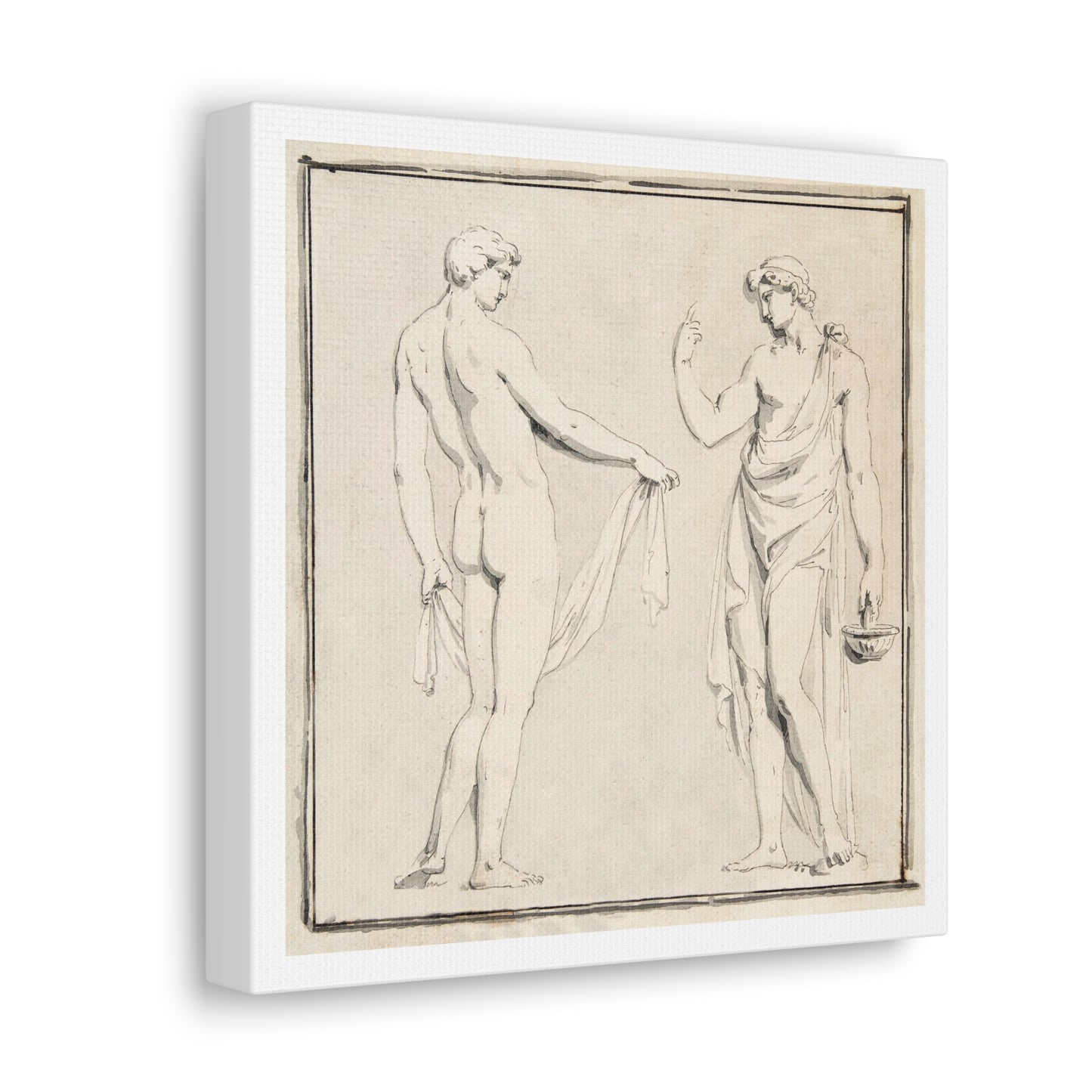 Two Male Figures, One Holding a Basket (18th Century) by Anonymous, from the Original, Print on Canvas