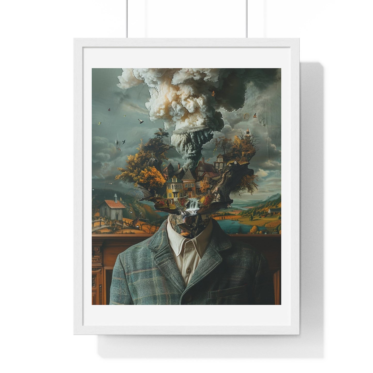 Head Replacement, Abstract Art 'Designed by AI', Framed Art Print