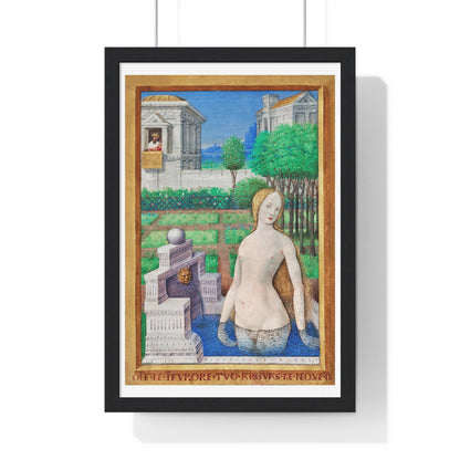 Renaissance Nude Illustration 'Bathsheba Bathing' (1498–1499) by Jean Bourdichon, from the Original, Framed Art Print