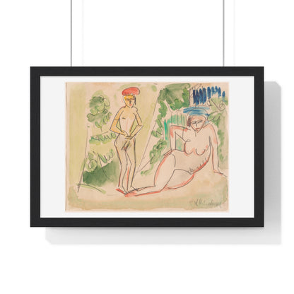 Two Bathers Near the Woods (1910–1911) by Ernst Ludwig Kirchner, from the Original, Framed Print