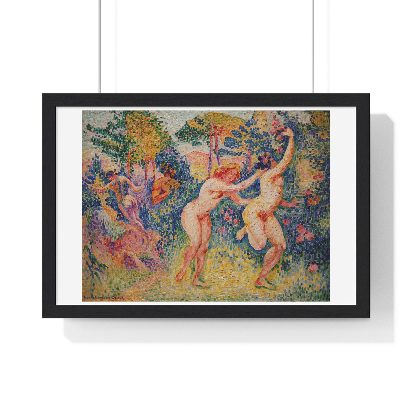 Giclée Print Depicting Two Running Nymphs (1906) by Henri-Edmond Cross from the Original, Framed Art Print