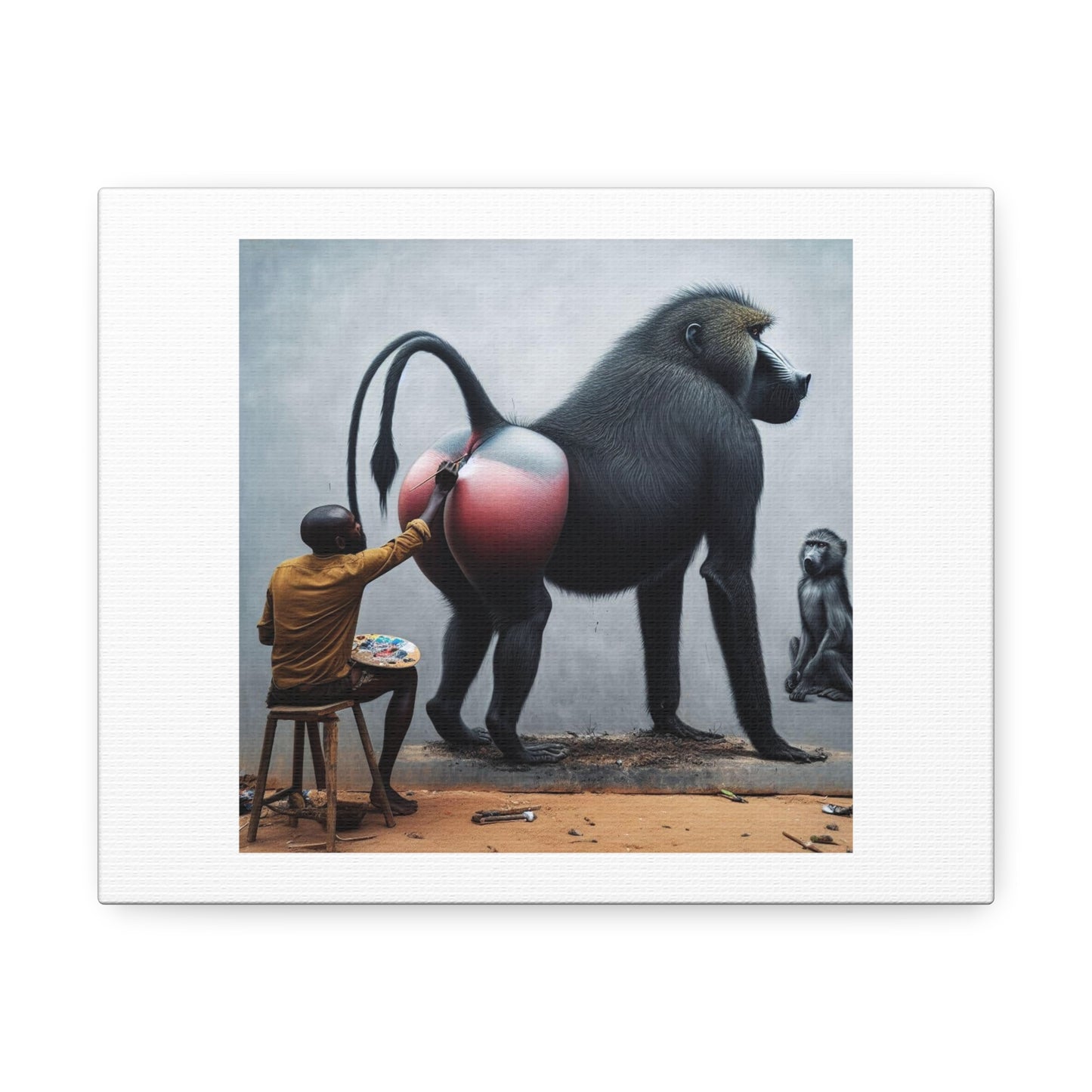 Baboon Butt Digital Art Print 'Designed by AI' on Satin Canvas