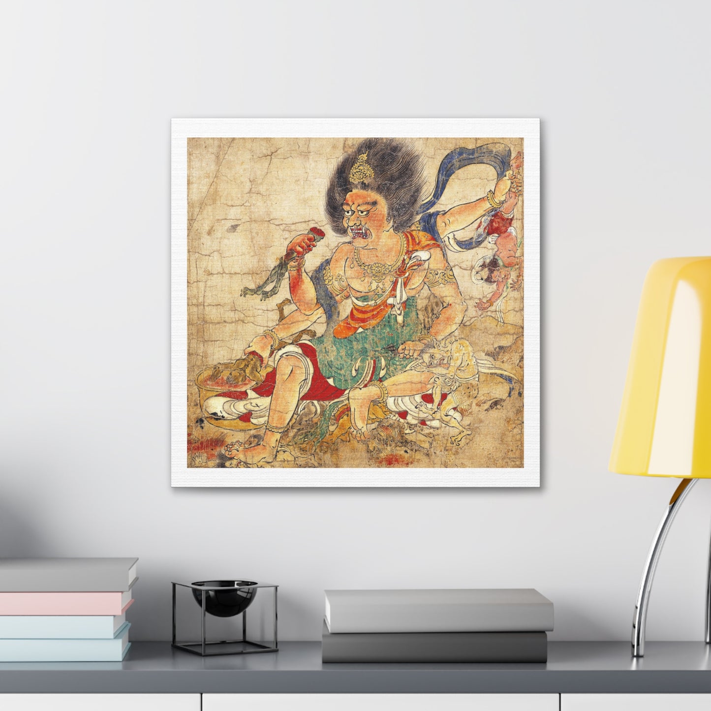 Japanese Antique Scroll: Tenkeisei, God of Heavenly Punishment, Extermination of Evil, Canvas Art Print from the Original